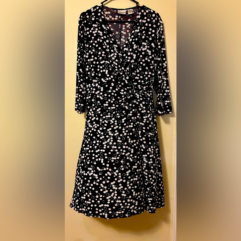 Chico’s Size 2 black/white dress with red accents